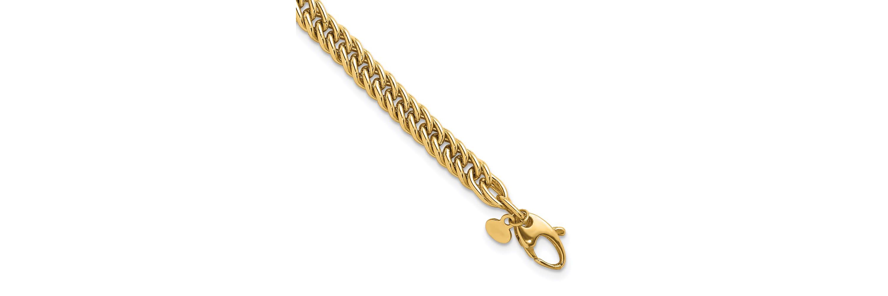 14K Yellow Gold Polished 5.5mm Solid Fancy Link Bracelet