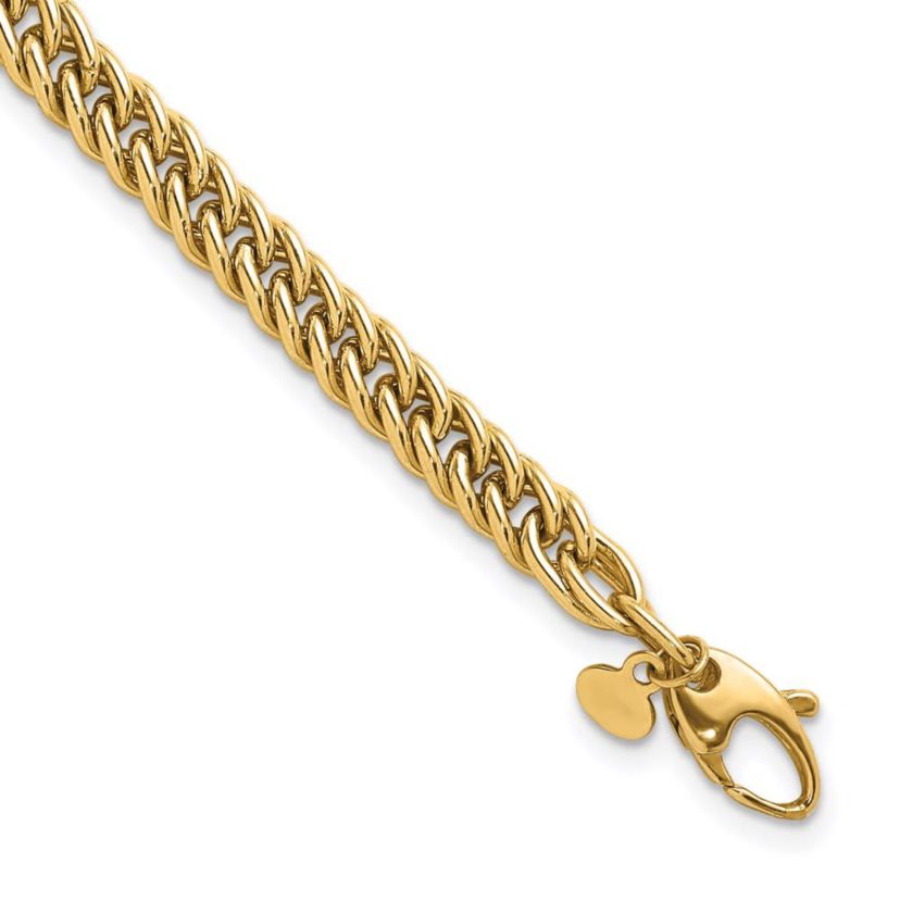14K Yellow Gold Polished 5.5mm Solid Fancy Link Bracelet