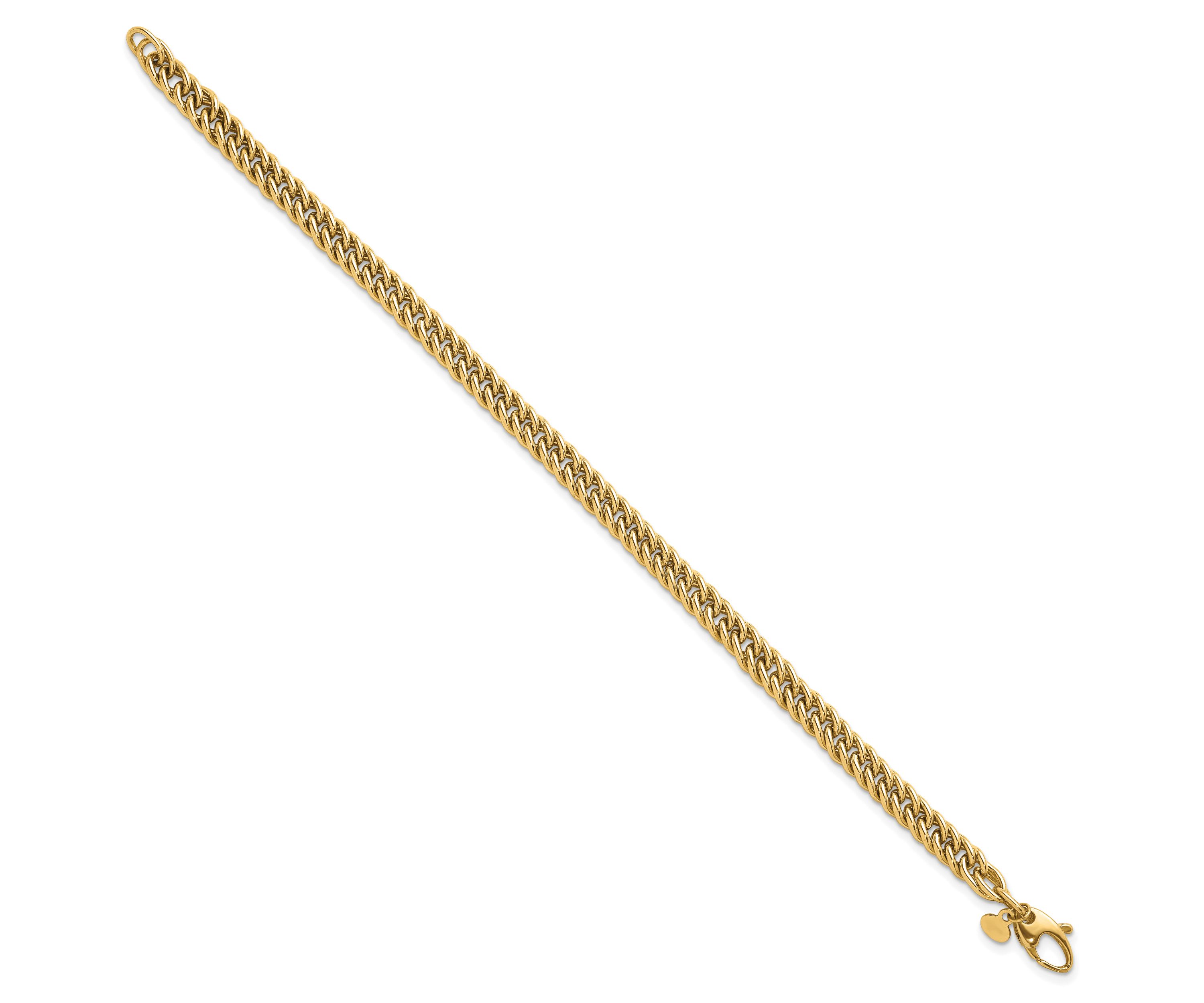 14K Yellow Gold Polished 5.5mm Solid Fancy Link Bracelet