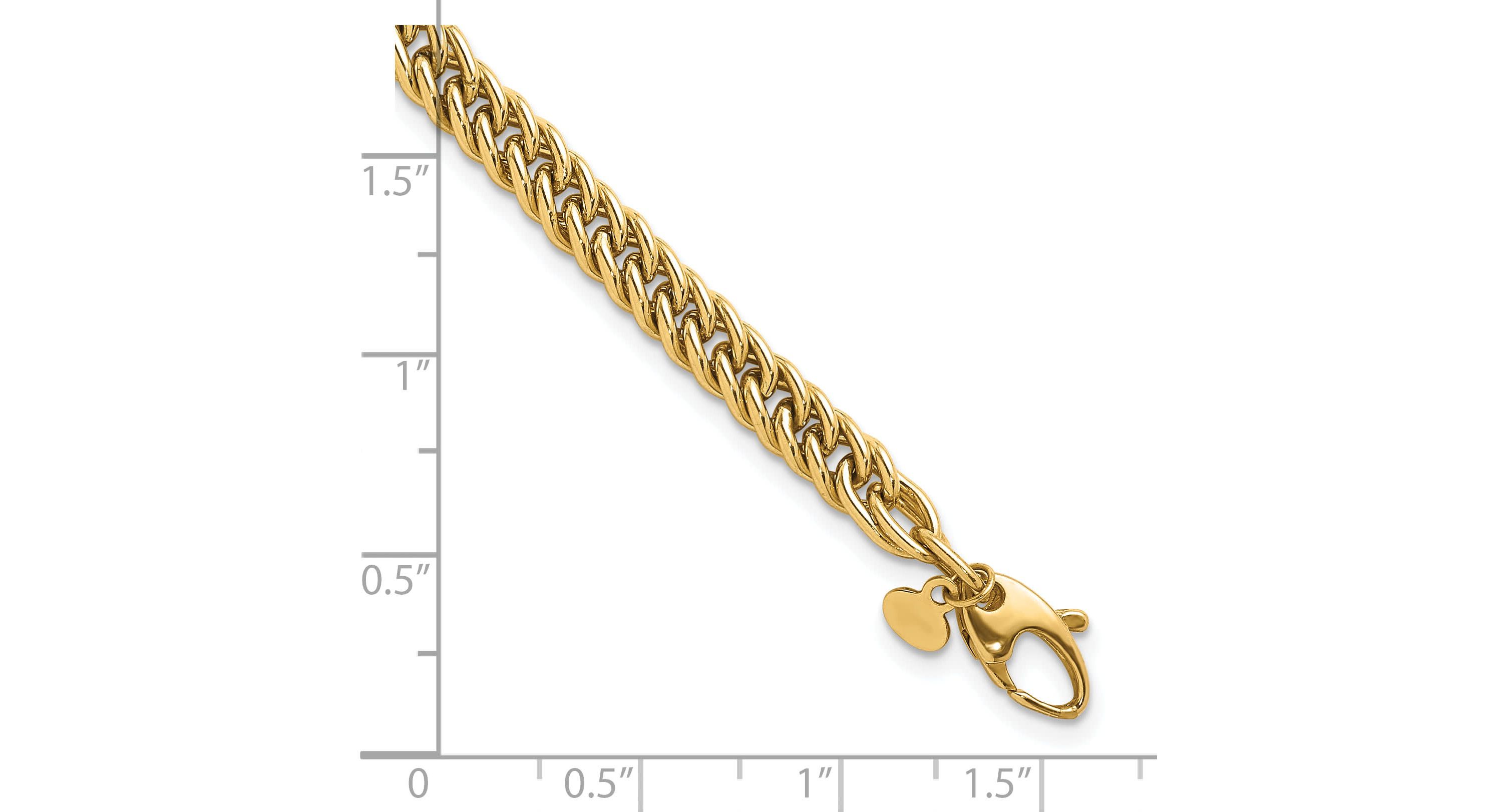 14K Yellow Gold Polished 5.5mm Solid Fancy Link Bracelet
