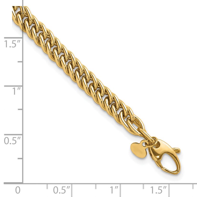 14K Yellow Gold Polished 5.5mm Solid Fancy Link Bracelet