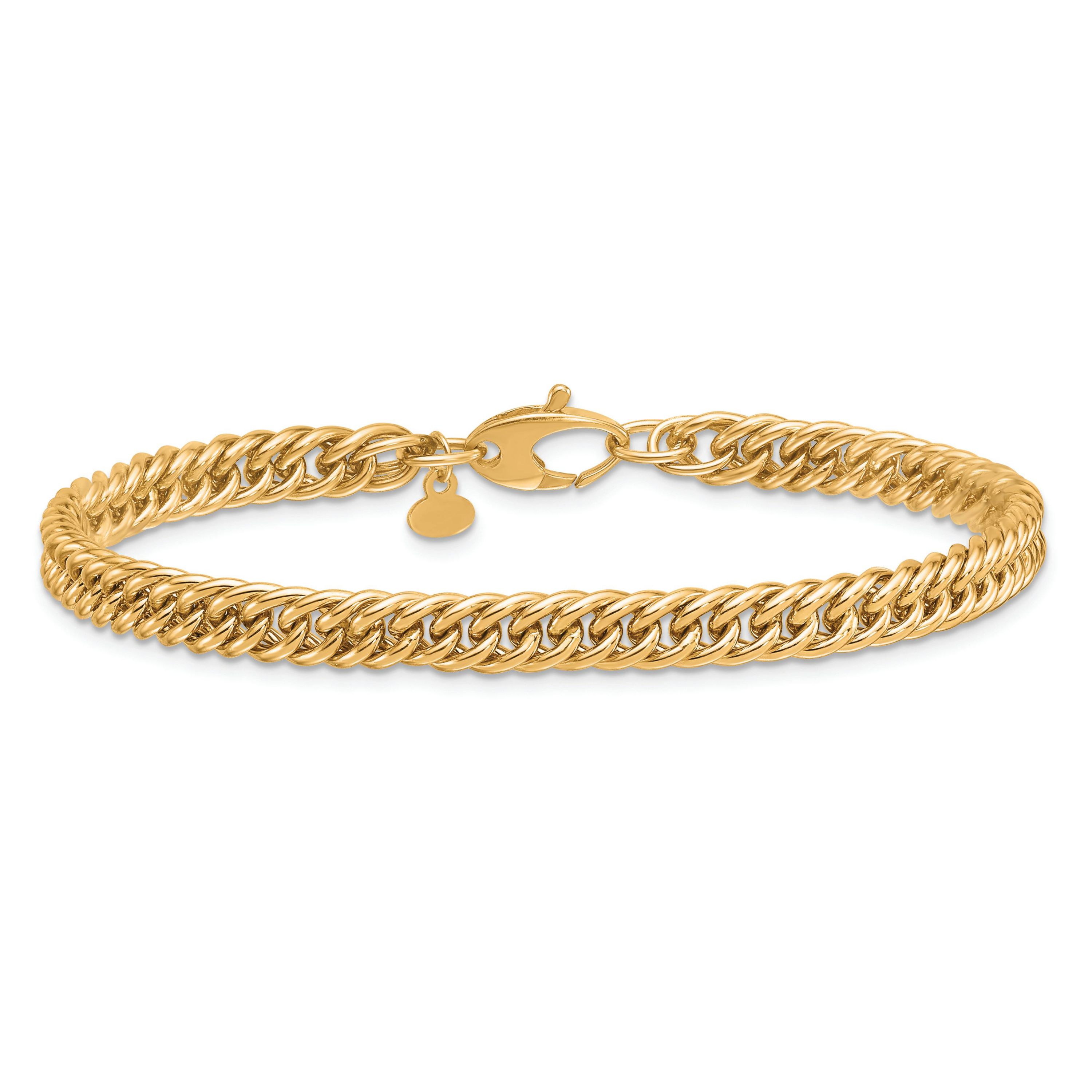 14K Yellow Gold Polished 5.5mm Solid Fancy Link Bracelet
