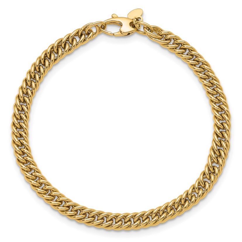 14K Yellow Gold Polished 5.5mm Solid Fancy Link Bracelet