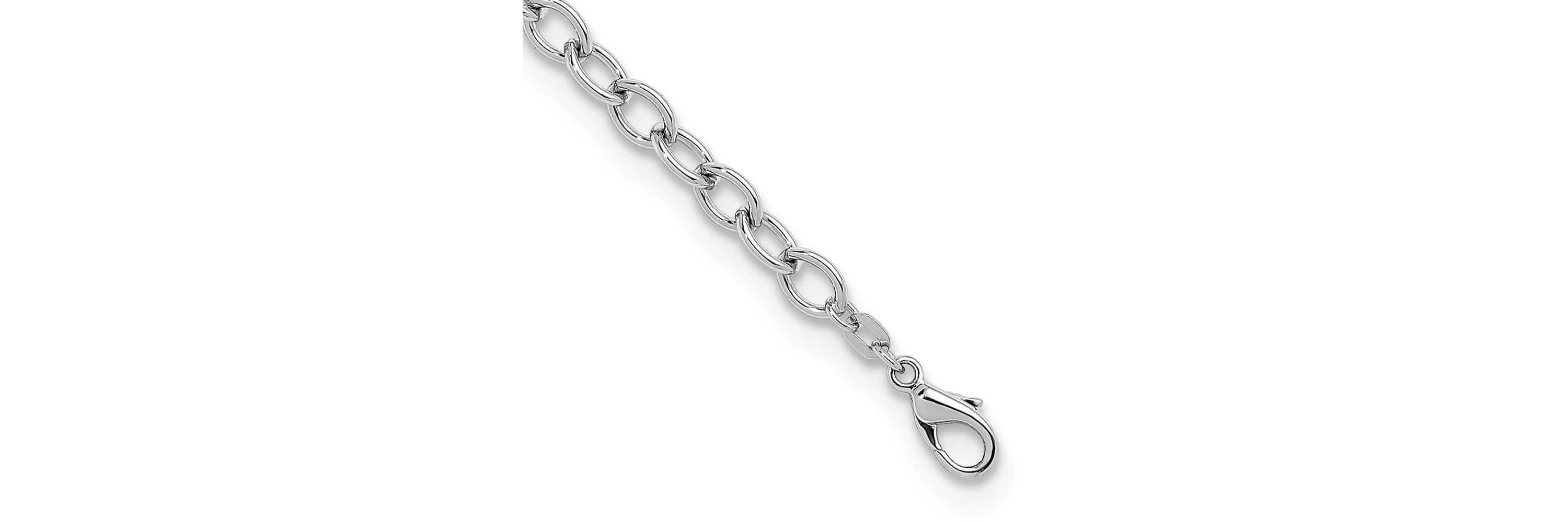 Sterling Silver Rhodium-plated 6mm Oval Link 7.5-inch Bracelet