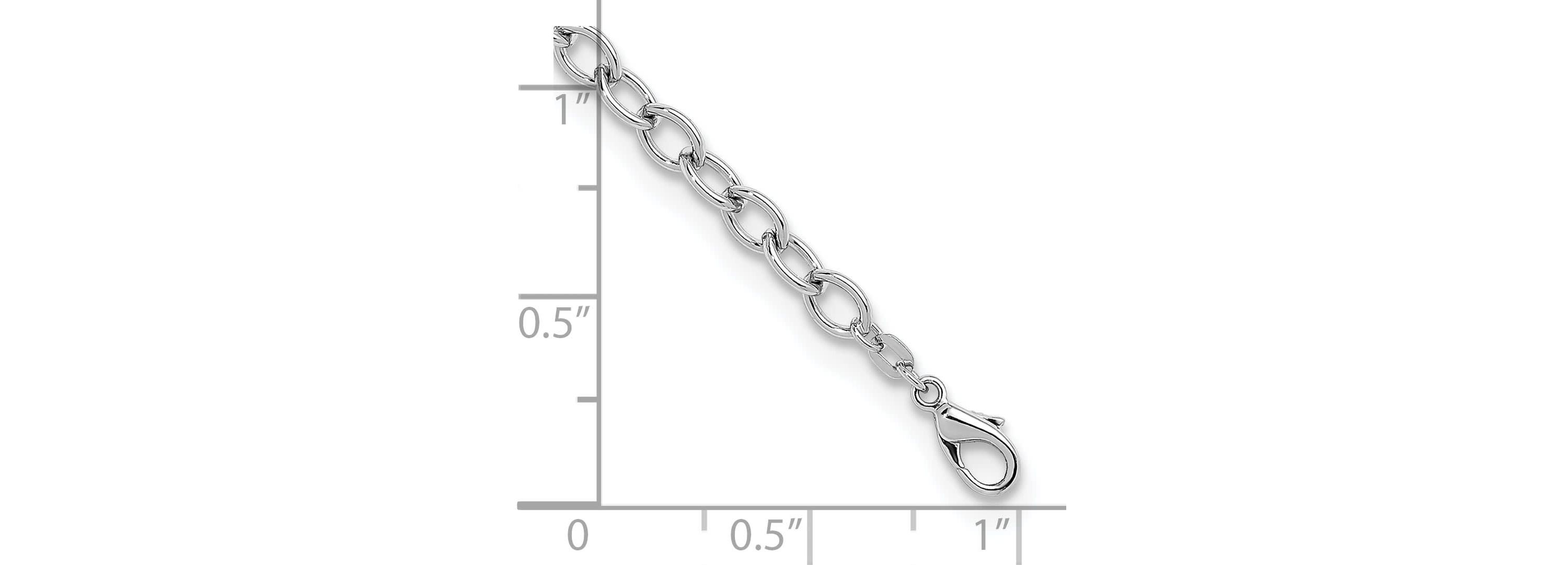 Sterling Silver Rhodium-plated 6mm Oval Link 7.5-inch Bracelet