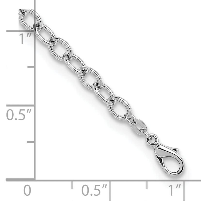 Sterling Silver Rhodium-plated 6mm Oval Link 7.5-inch Bracelet