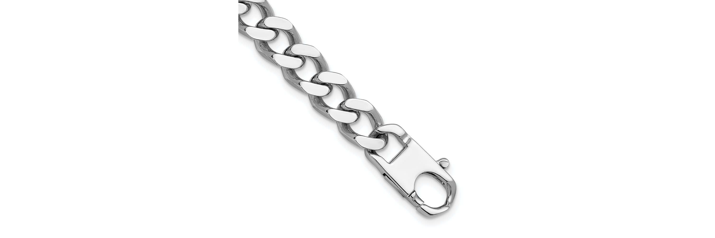 Sterling Silver Rhodium-plated Polished 10.0mm Curb 20-inch Chain Necklace