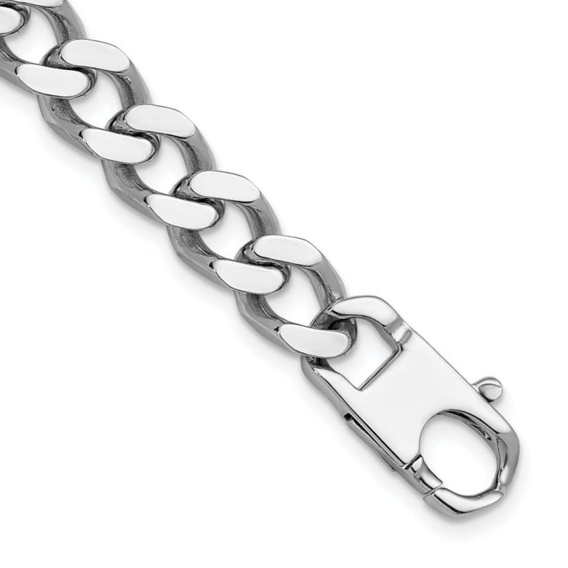 Sterling Silver Rhodium-plated Polished 10.0mm Curb 20-inch Chain Necklace
