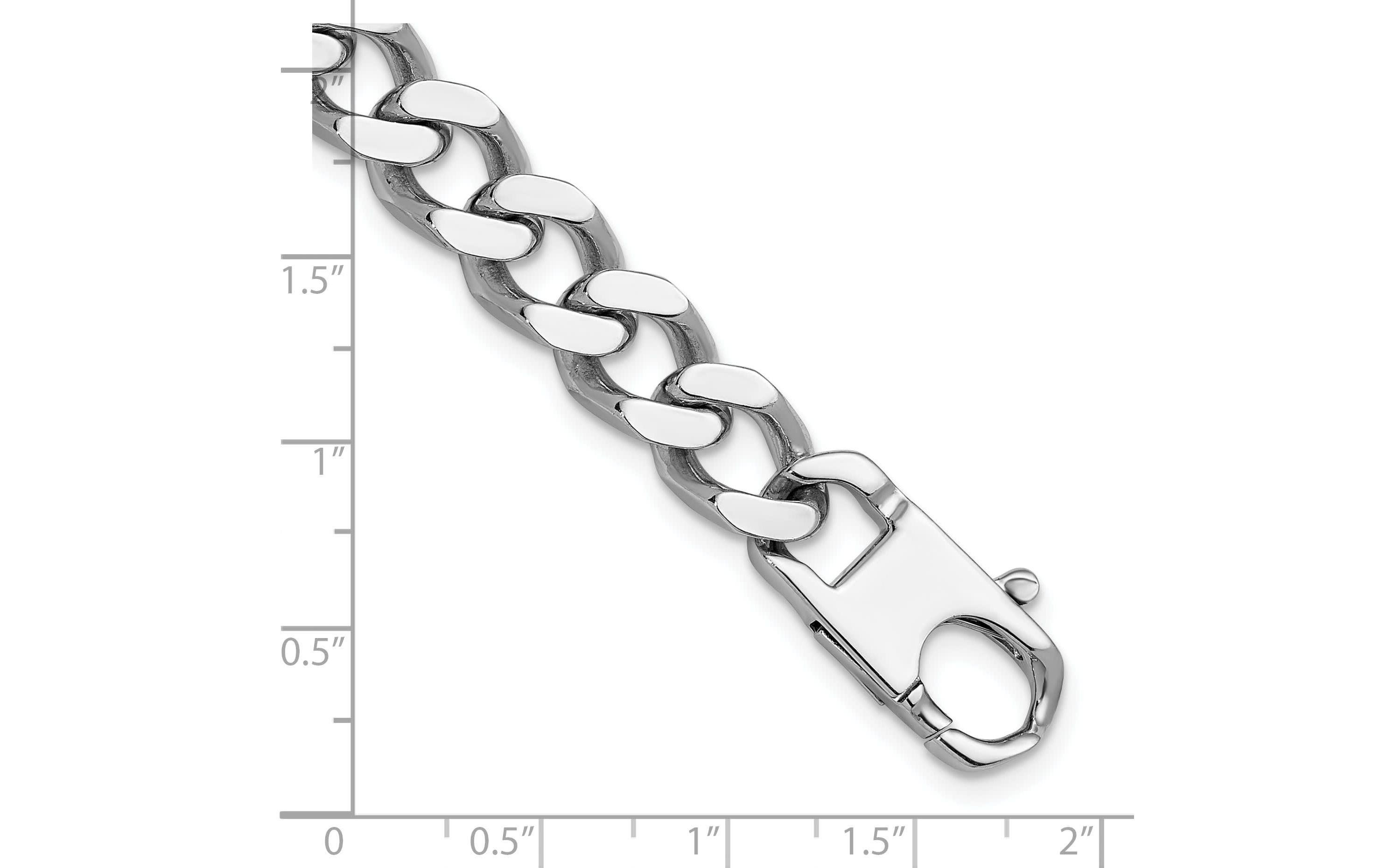 Sterling Silver Rhodium-plated Polished 10.0mm Curb 20-inch Chain Necklace
