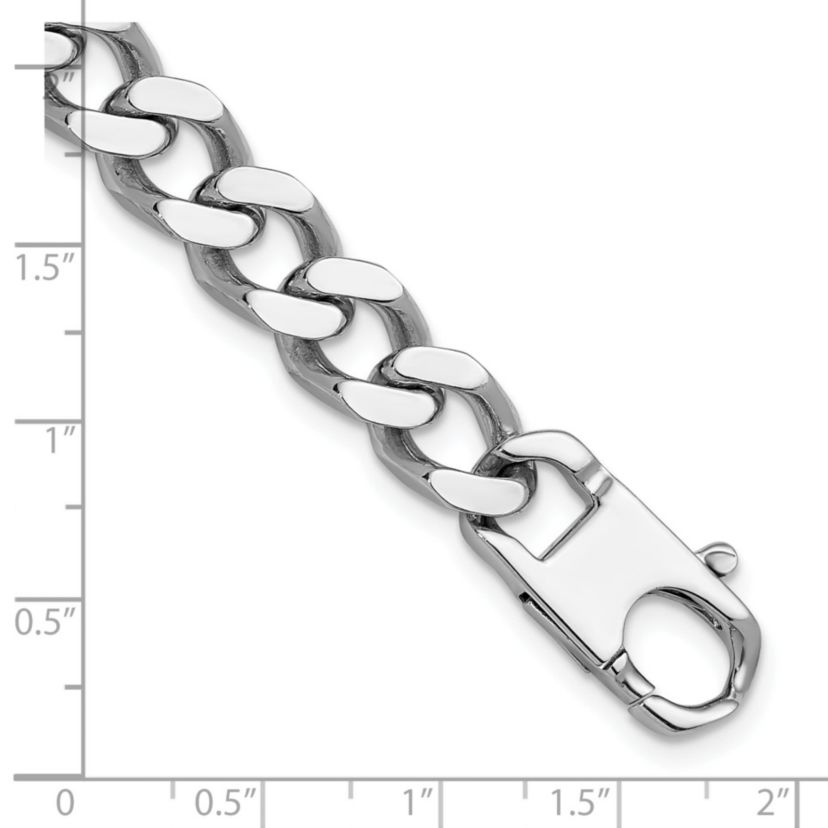 Sterling Silver Rhodium-plated Polished 10.0mm Curb 20-inch Chain Necklace