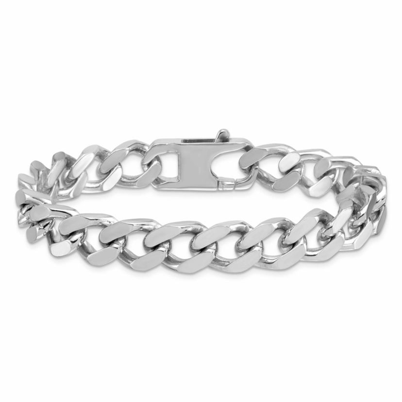 Sterling Silver Rhodium-plated Polished 10.0mm Curb 20-inch Chain Necklace