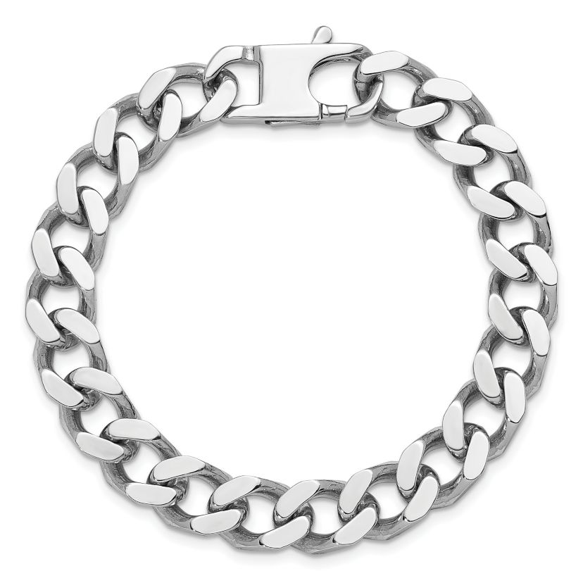 Sterling Silver Rhodium-plated Polished 10.0mm Curb 20-inch Chain Necklace