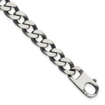 Belk & Co Sterling Silver Antiqued and Satin 10.0mm Curb 20-inch Chain Necklace, White, 20 in