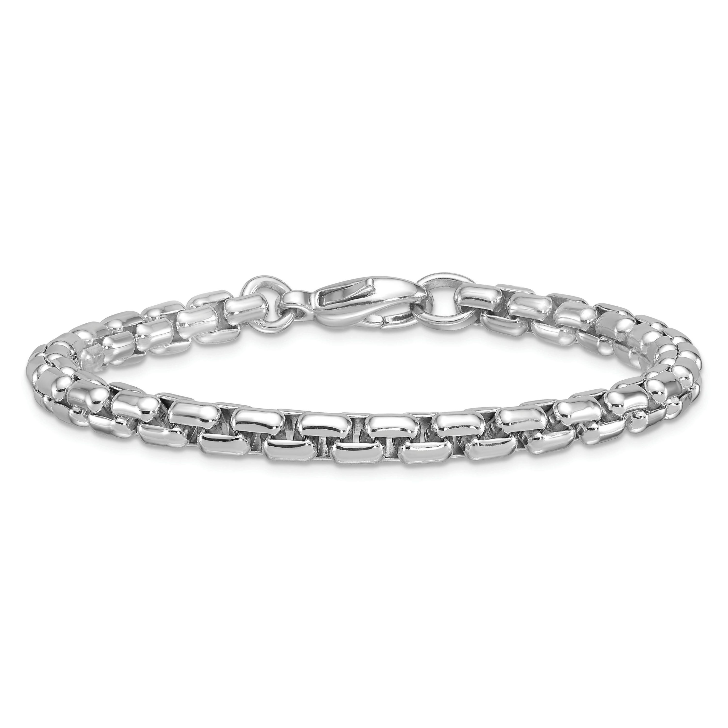Sterling Silver Rhodium-plated 6.0mm Box 8-inch Chain Bracelet