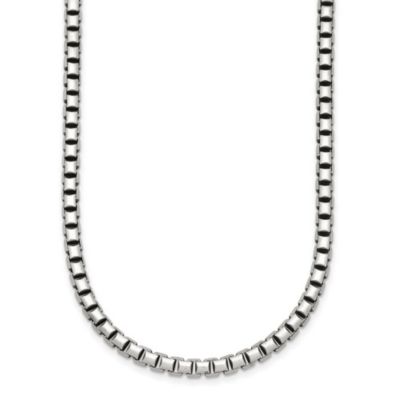 Belk & Co Sterling Silver Antiqued and Satin 4.0mm Box 18-inch Chain Necklace, White, 30 in
