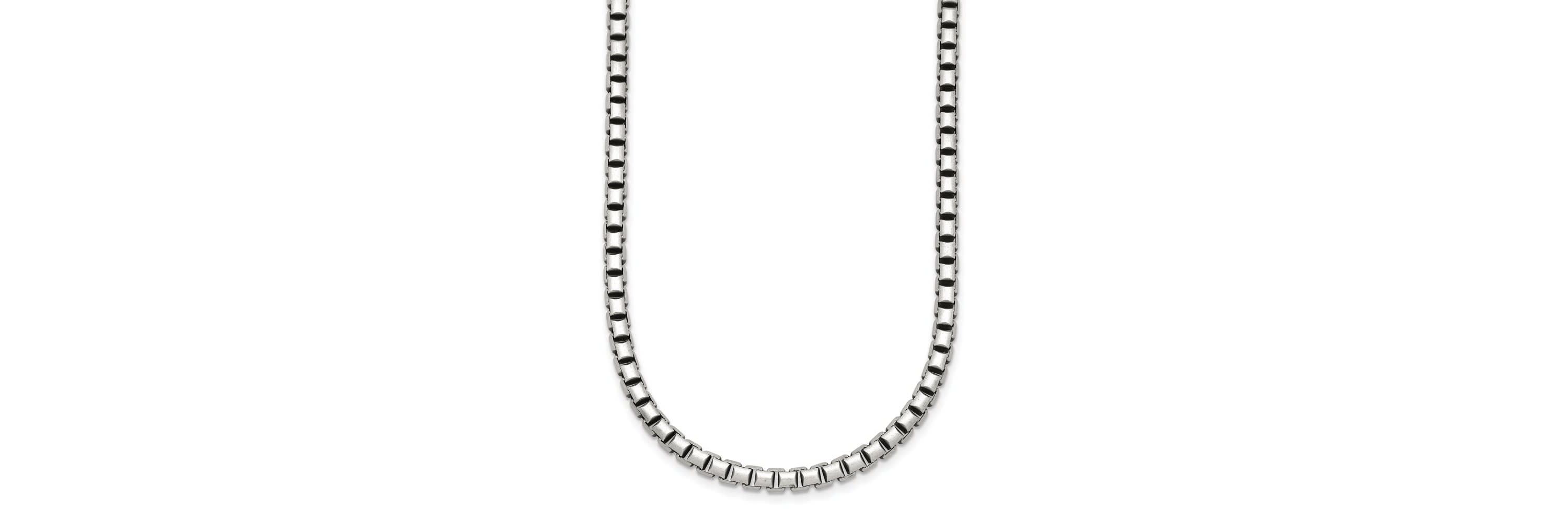 Sterling Silver Antiqued and Satin 4.0mm Box 18-inch Chain Necklace
