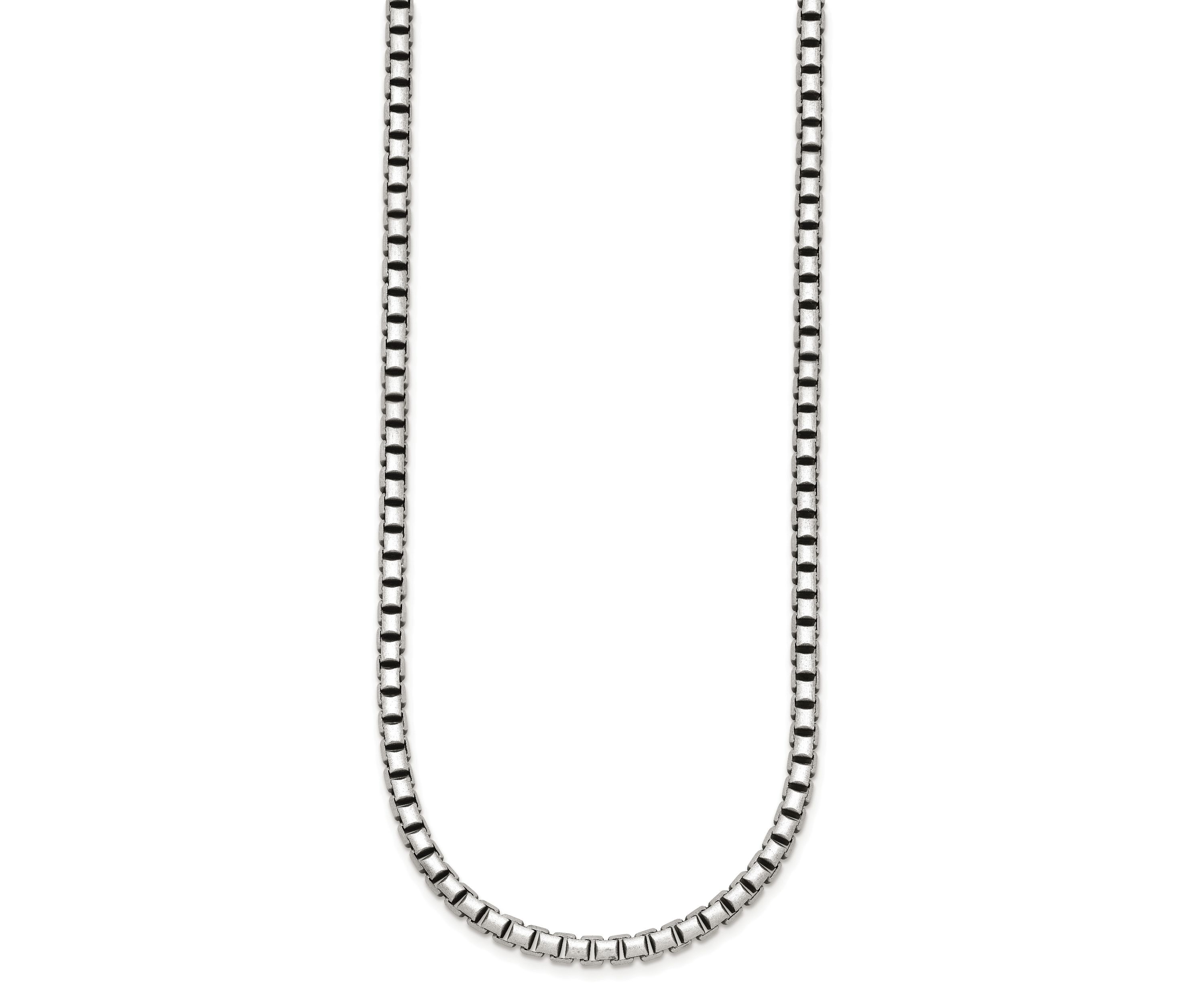 Sterling Silver Antiqued and Satin 4.0mm Box 18-inch Chain Necklace