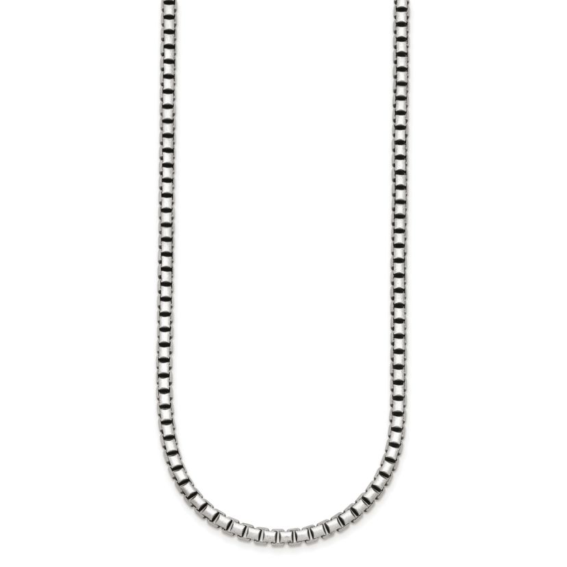 Sterling Silver Antiqued and Satin 4.0mm Box 18-inch Chain Necklace
