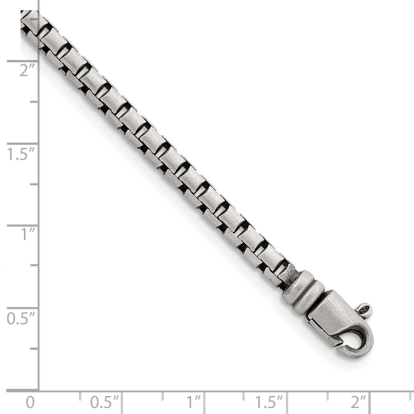 Sterling Silver Antiqued and Satin 4.0mm Box 18-inch Chain Necklace