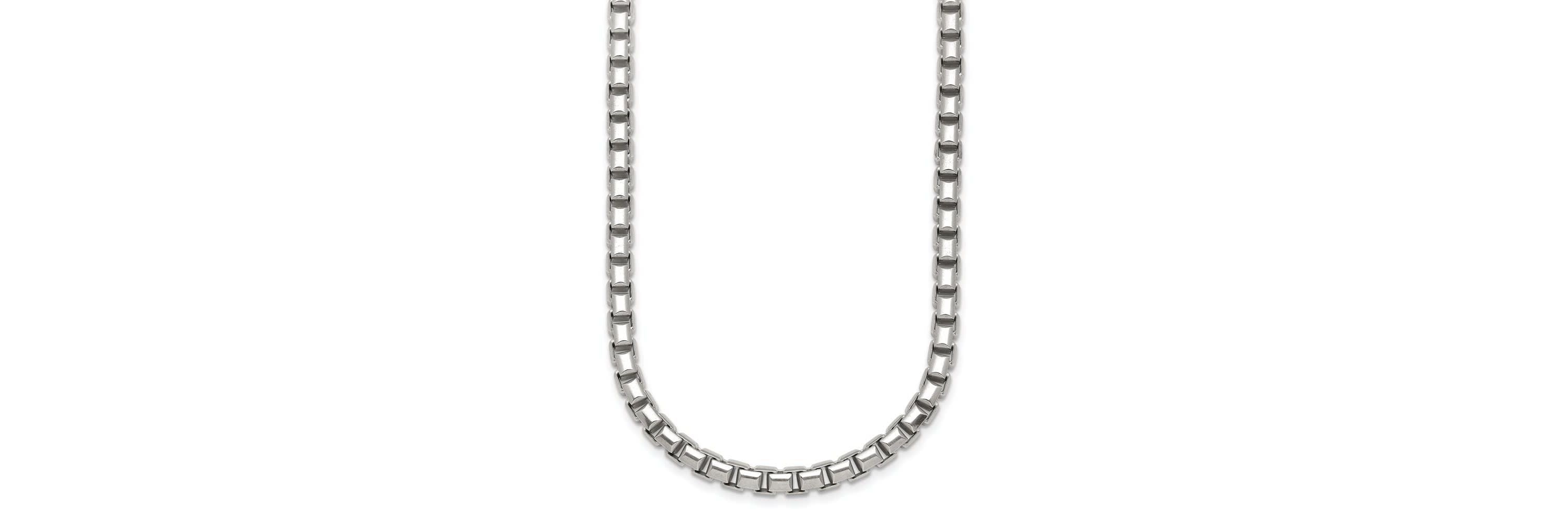 Sterling Silver Rhodium-plated Polished 5.0mm Box 24-inch Chain Necklace