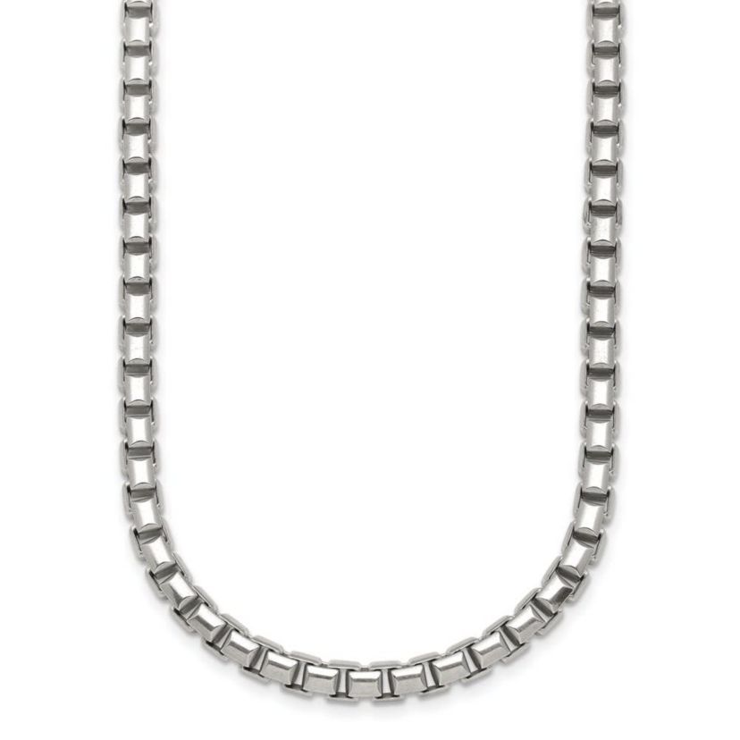 Sterling Silver Rhodium-plated Polished 5.0mm Box 24-inch Chain Necklace