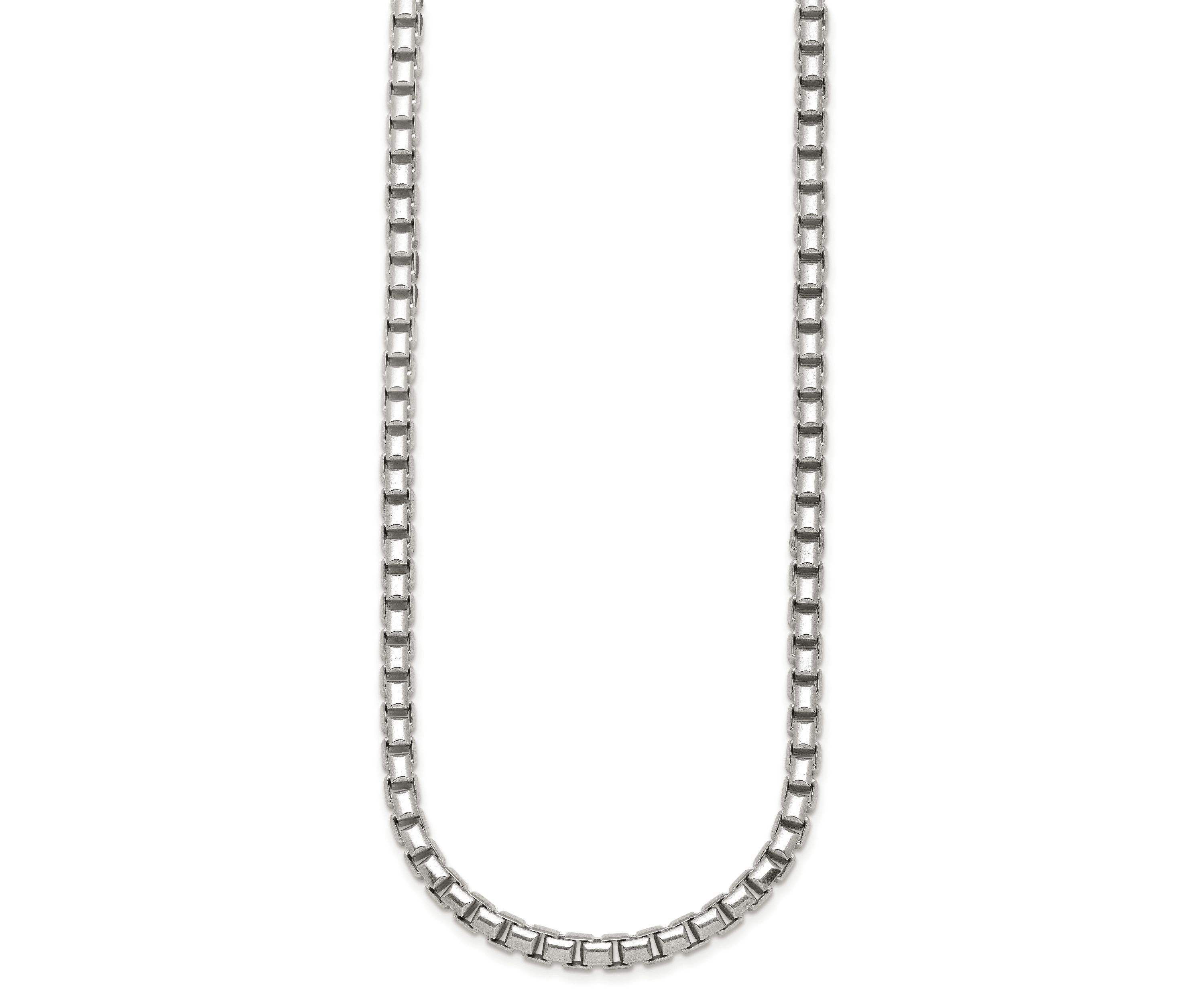 Sterling Silver Rhodium-plated Polished 5.0mm Box 24-inch Chain Necklace