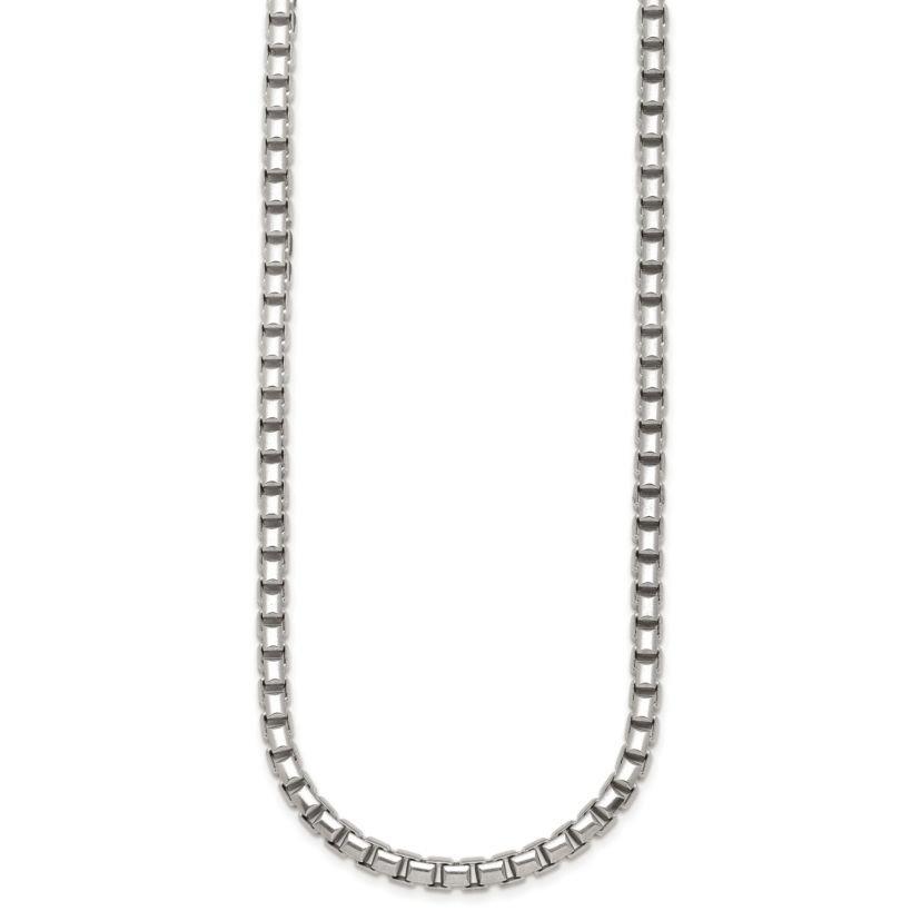 Sterling Silver Rhodium-plated Polished 5.0mm Box 24-inch Chain Necklace
