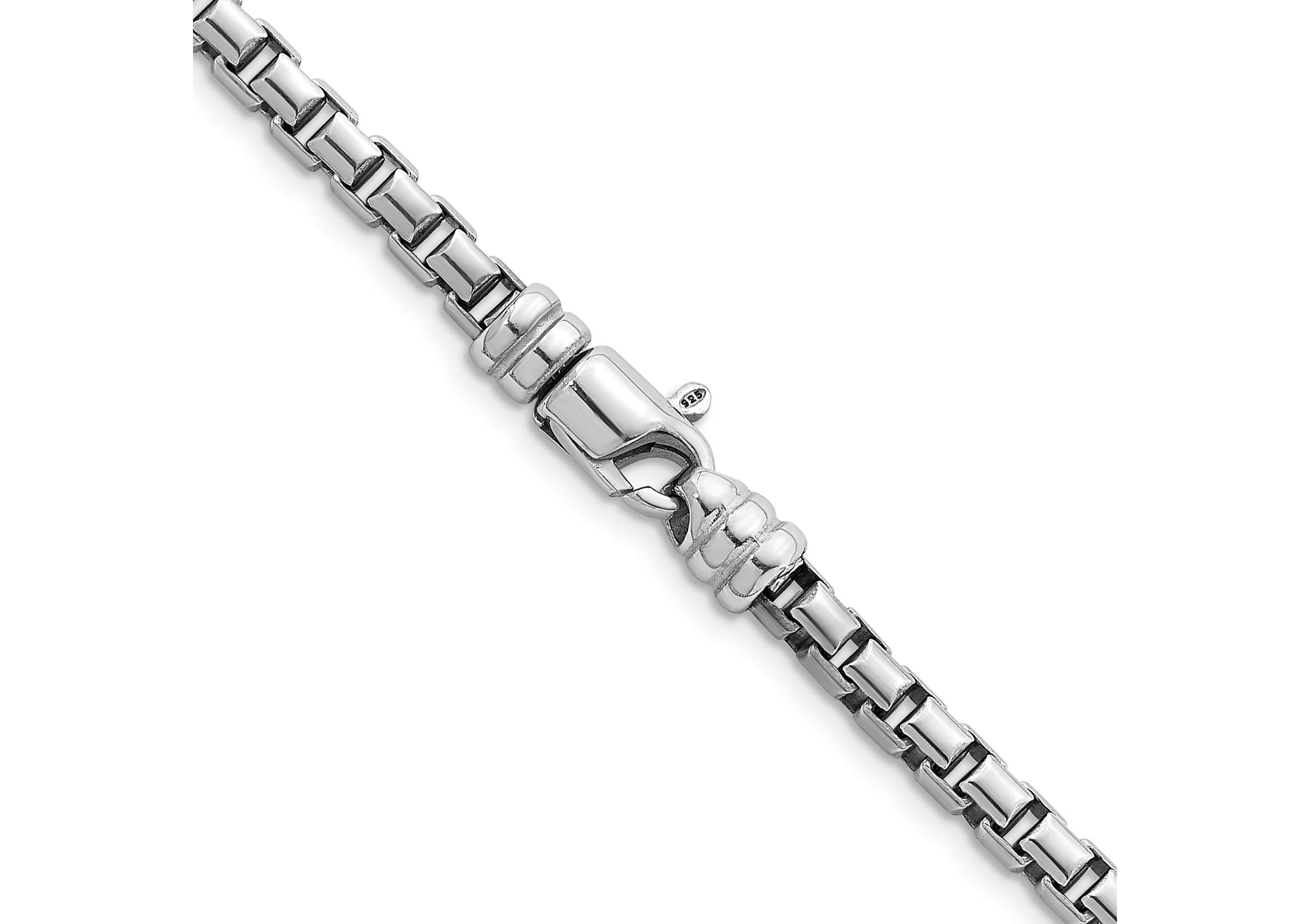 Sterling Silver Rhodium-plated Polished 5.0mm Box 24-inch Chain Necklace