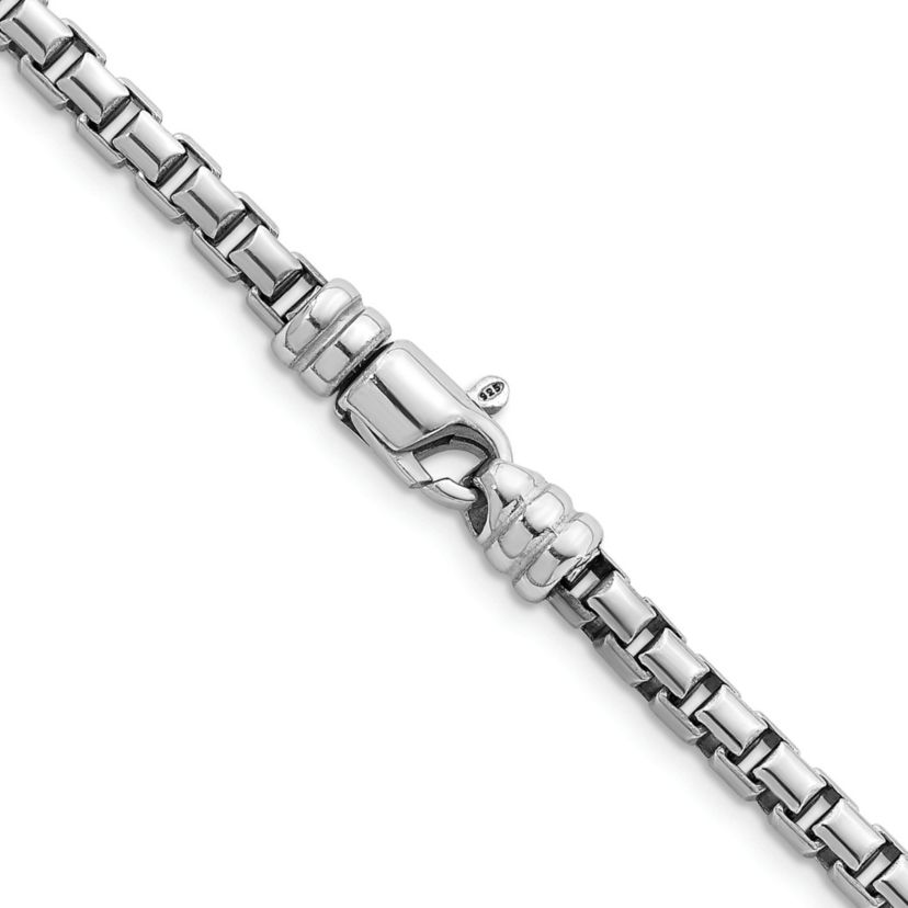 Sterling Silver Rhodium-plated Polished 5.0mm Box 24-inch Chain Necklace