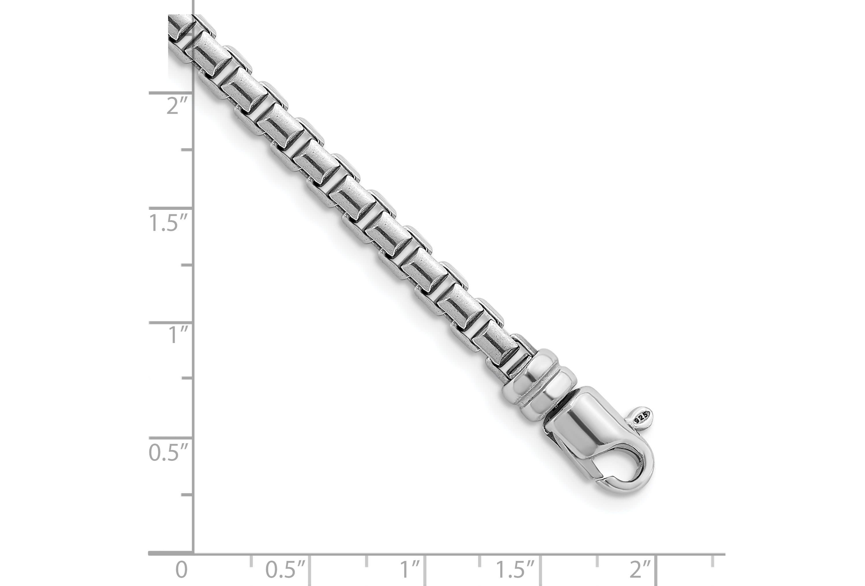 Sterling Silver Rhodium-plated Polished 5.0mm Box 24-inch Chain Necklace