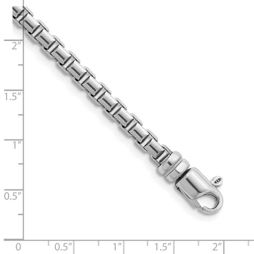 Sterling Silver Rhodium-plated Polished 5.0mm Box 24-inch Chain Necklace