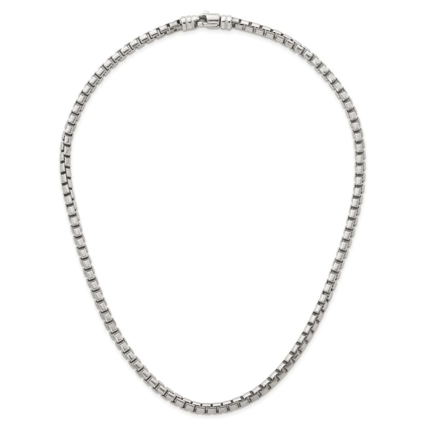 Sterling Silver Rhodium-plated Polished 5.0mm Box 24-inch Chain Necklace