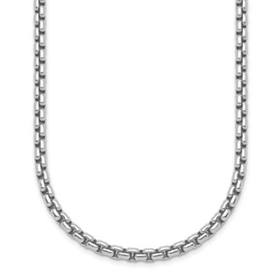 Belk & Co Sterling Silver Rhodium-plated 4.0mm Box 30-inch Chain Necklace, White, 30 in