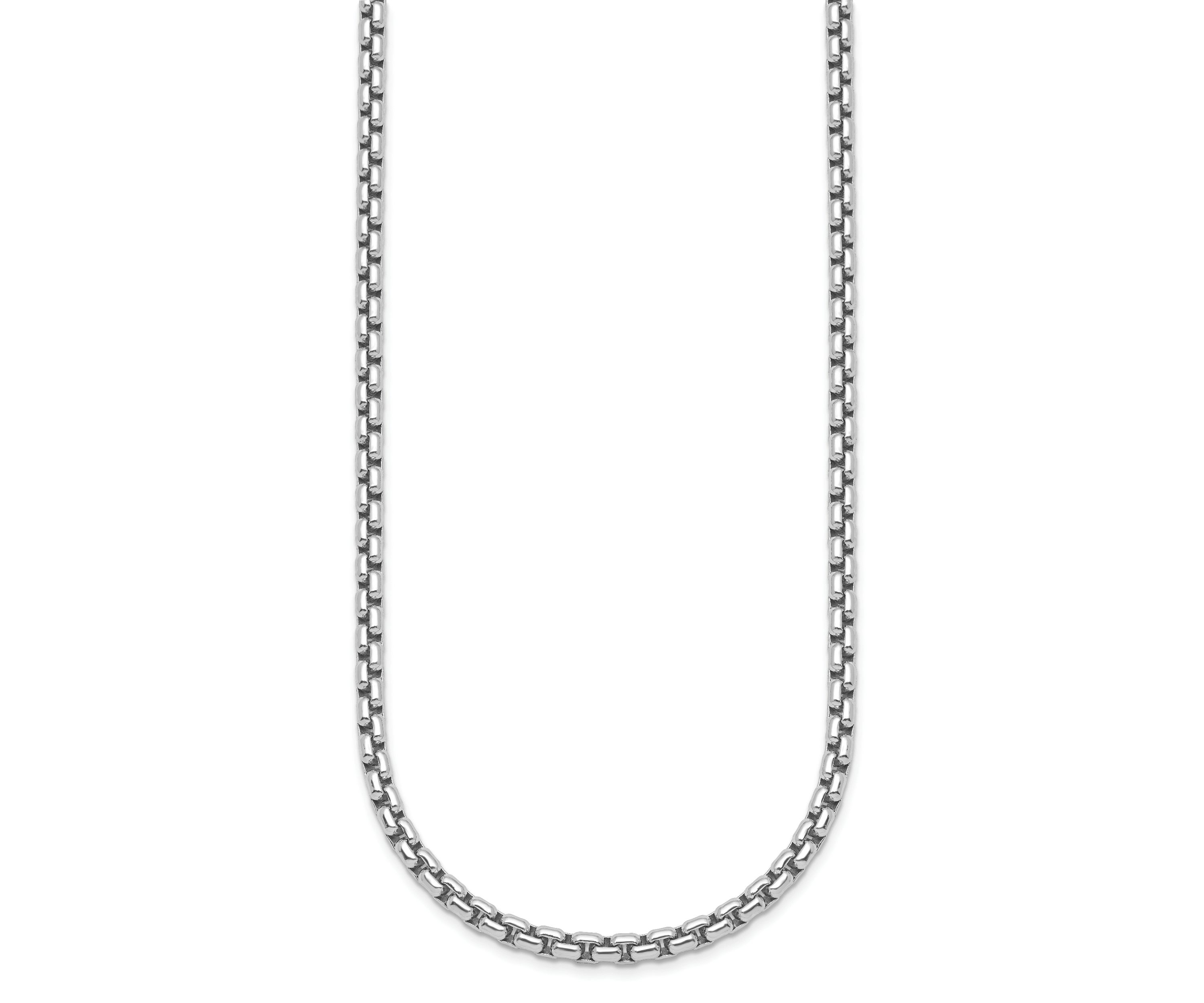 Sterling Silver Rhodium-plated 4.0mm Box 30-inch Chain Necklace