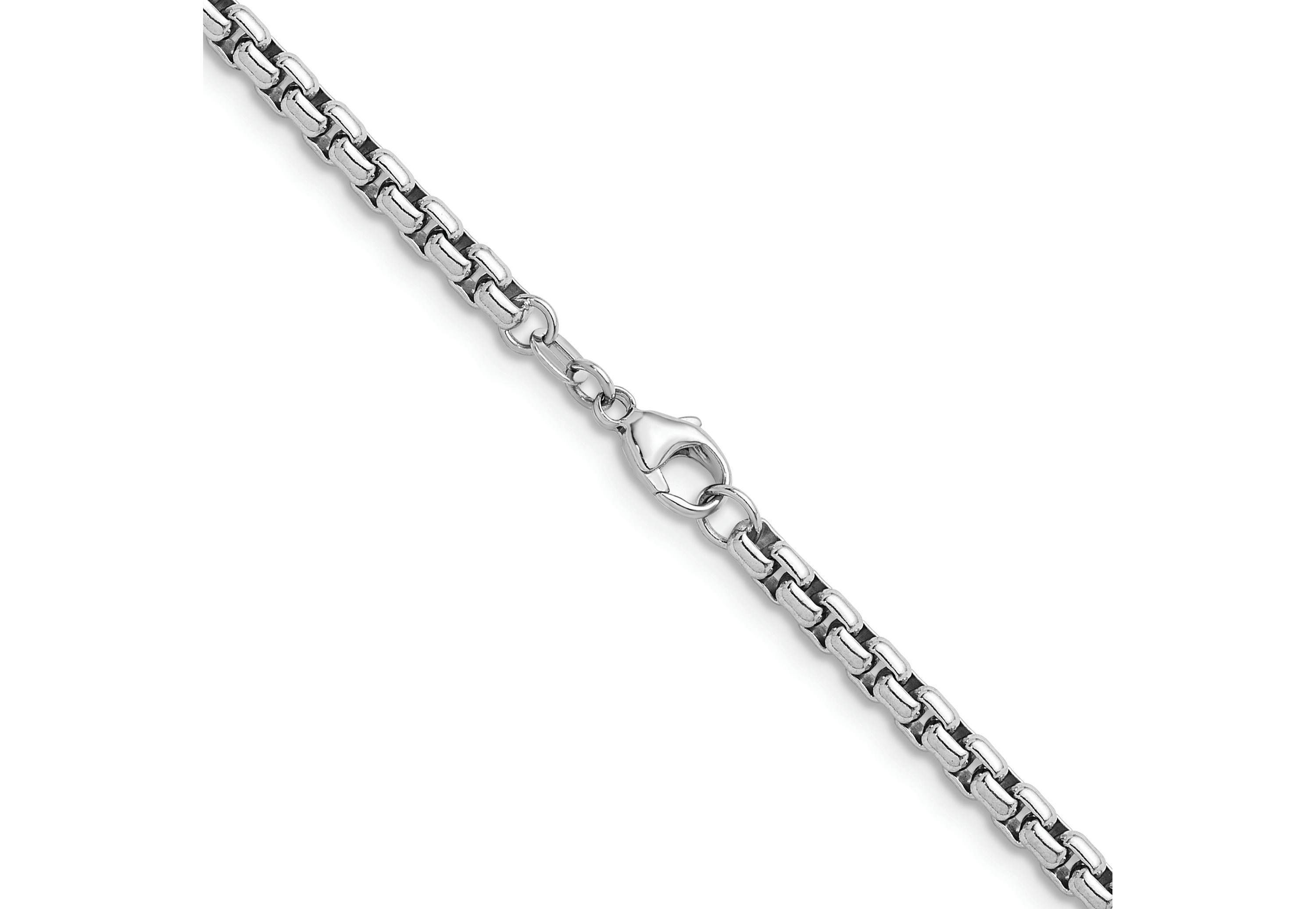 Sterling Silver Rhodium-plated 4.0mm Box 30-inch Chain Necklace