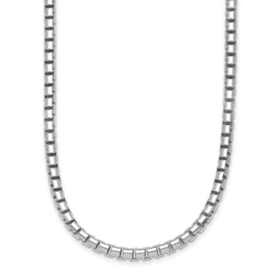 Belk & Co Sterling Silver Rhodium-plated Polished 4mm Box 16-inch Chain Necklace, White, 16 in