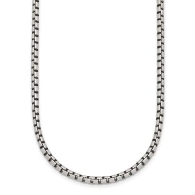 Belk & Co Sterling Silver Antiqued and Satin 3.2mm Box 30-inch Chain Necklace, White, 16 in