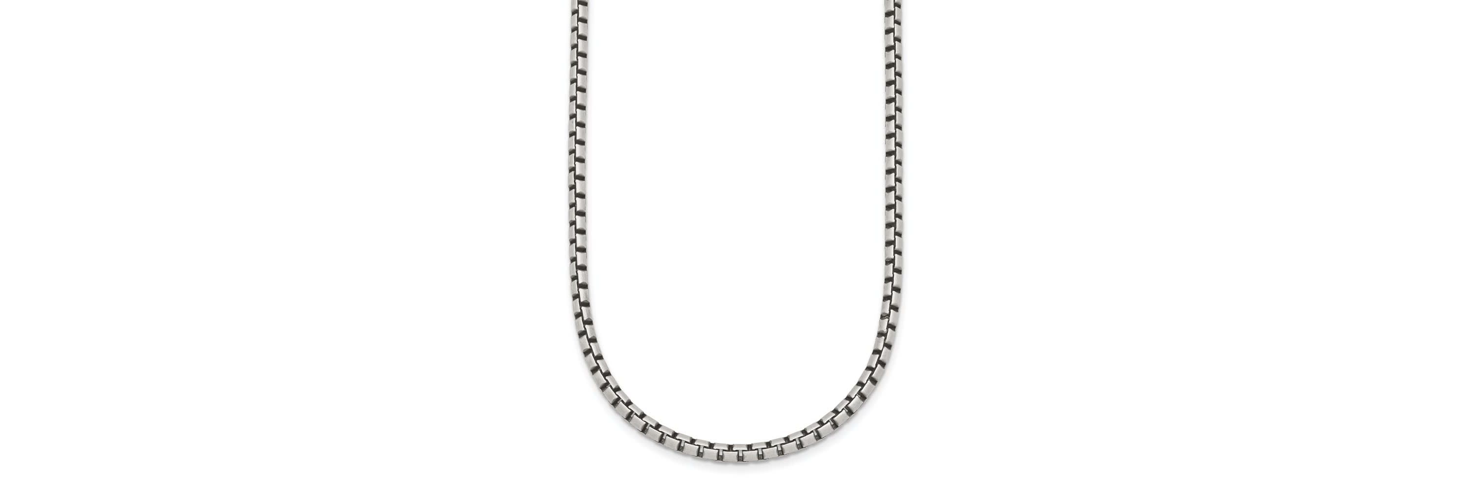 Sterling Silver Antiqued and Satin 3.2mm Box 30-inch Chain Necklace