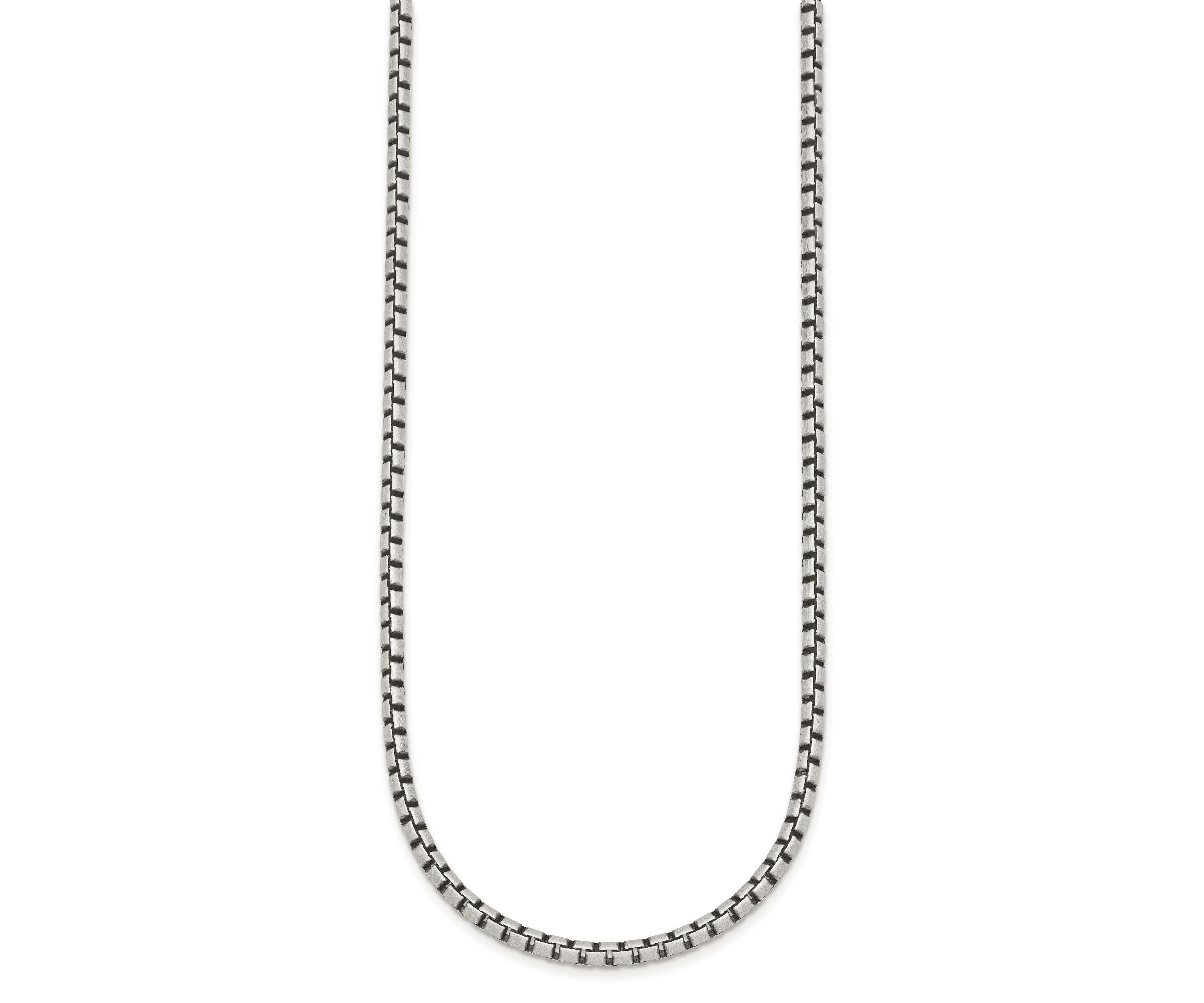 Sterling Silver Antiqued and Satin 3.2mm Box 30-inch Chain Necklace