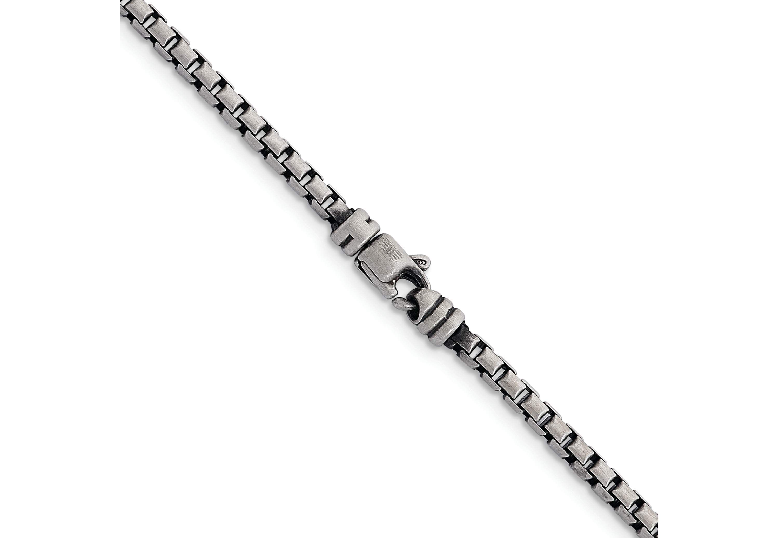 Sterling Silver Antiqued and Satin 3.2mm Box 30-inch Chain Necklace