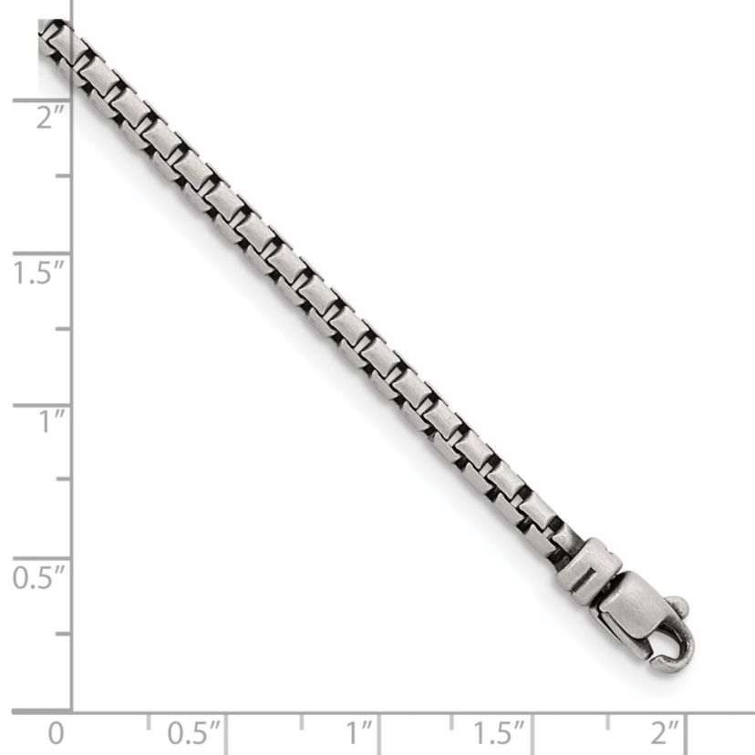 Sterling Silver Antiqued and Satin 3.2mm Box 30-inch Chain Necklace