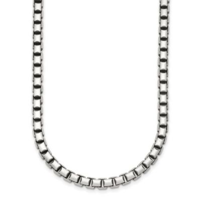 Belk & Co Sterling Silver Antiqued and Satin 5.0mm Box 24-inch Chain Necklace, White, 18 in