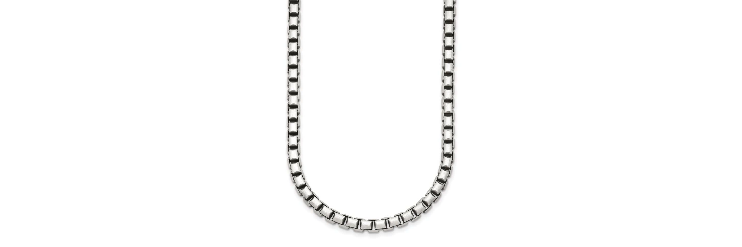 Sterling Silver Antiqued and Satin 5.0mm Box 24-inch Chain Necklace