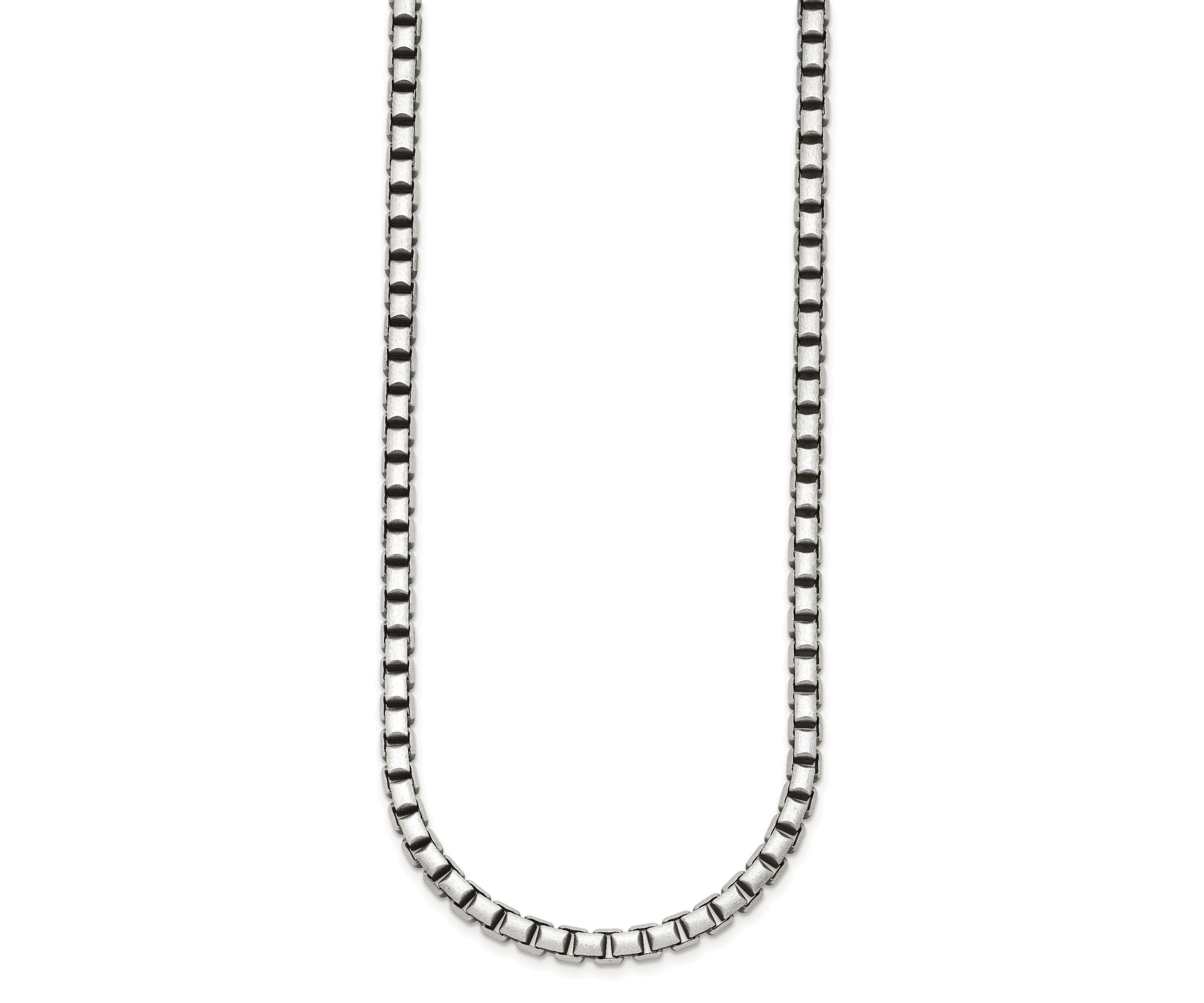 Sterling Silver Antiqued and Satin 5.0mm Box 24-inch Chain Necklace