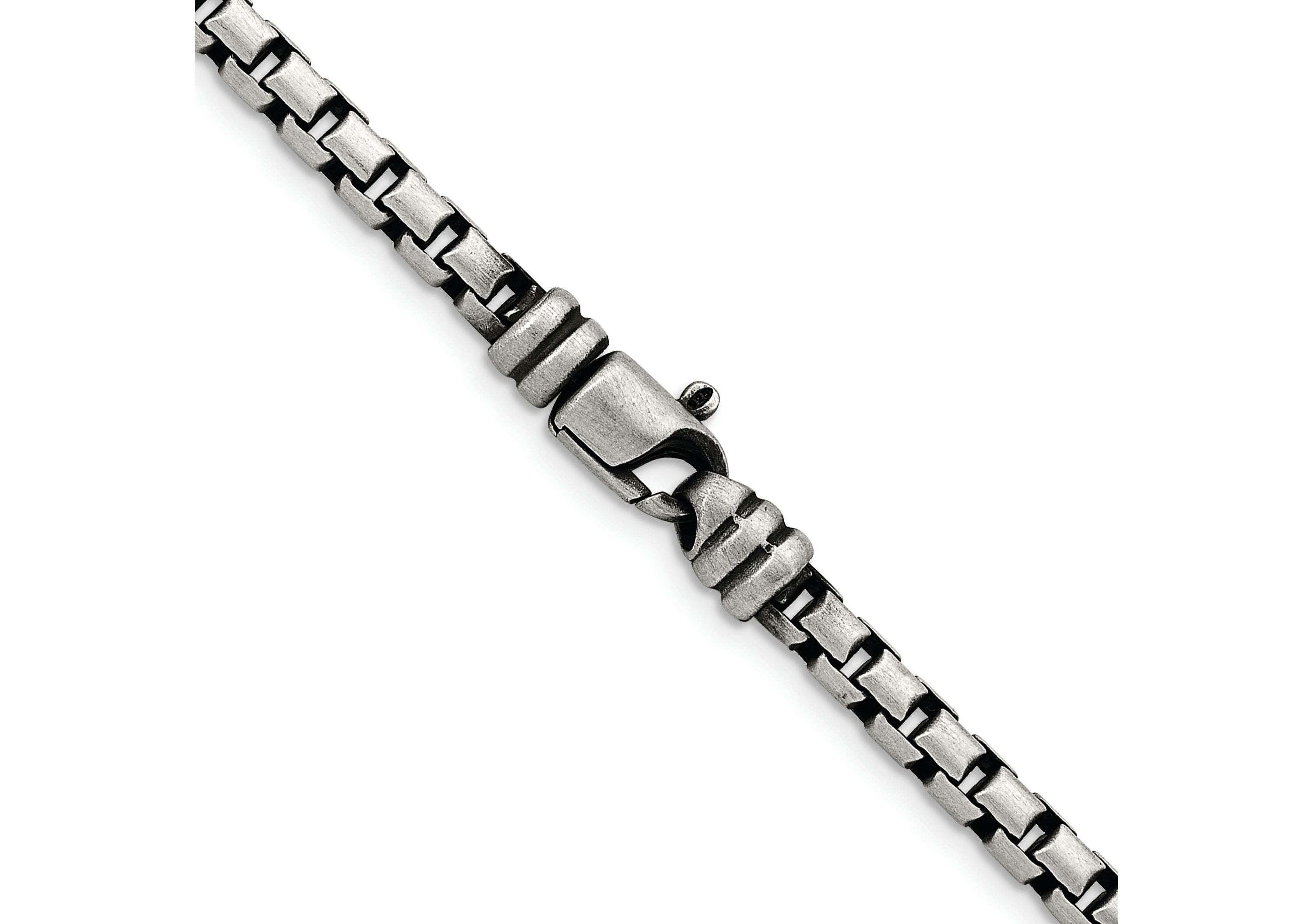Sterling Silver Antiqued and Satin 5.0mm Box 24-inch Chain Necklace