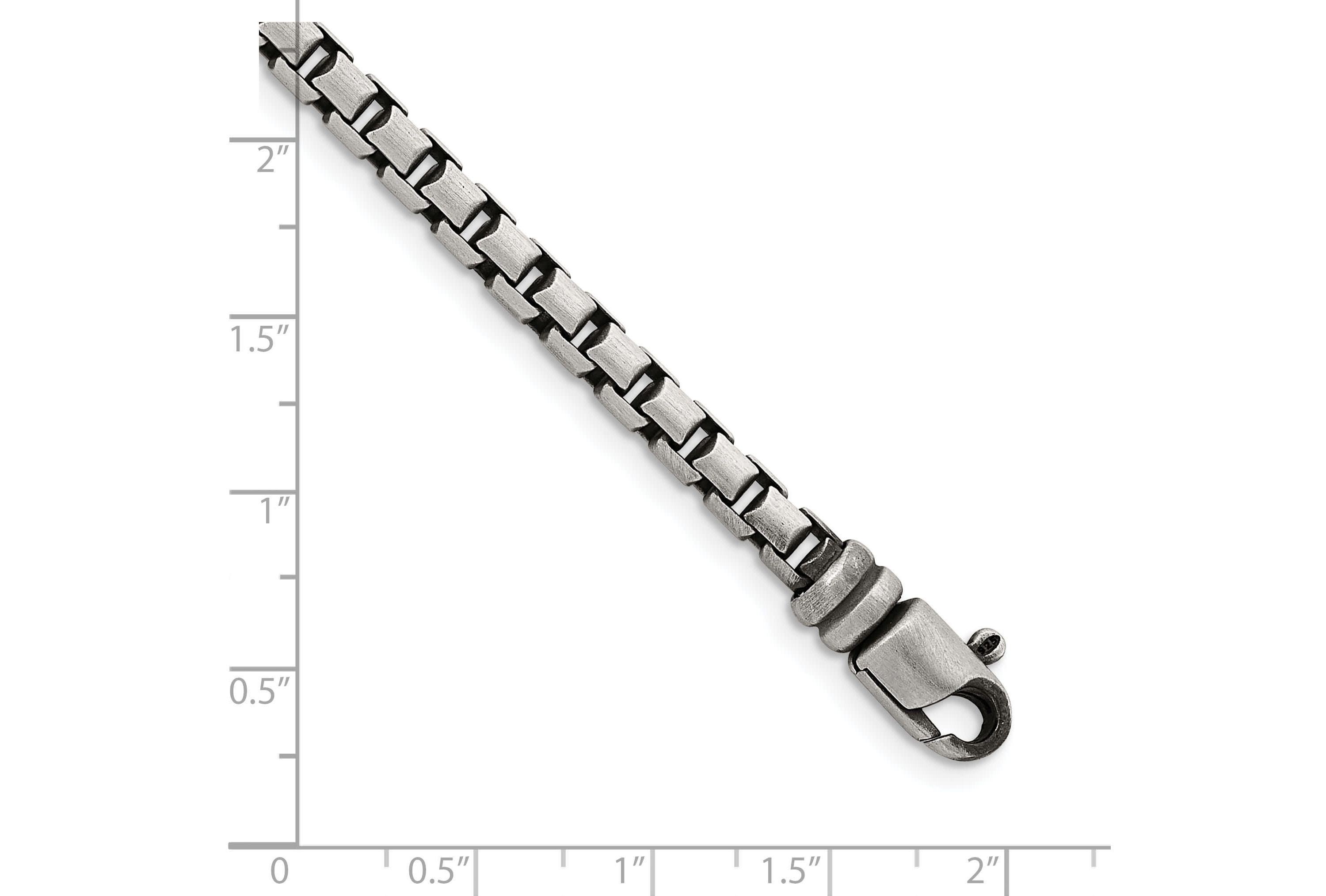 Sterling Silver Antiqued and Satin 5.0mm Box 24-inch Chain Necklace