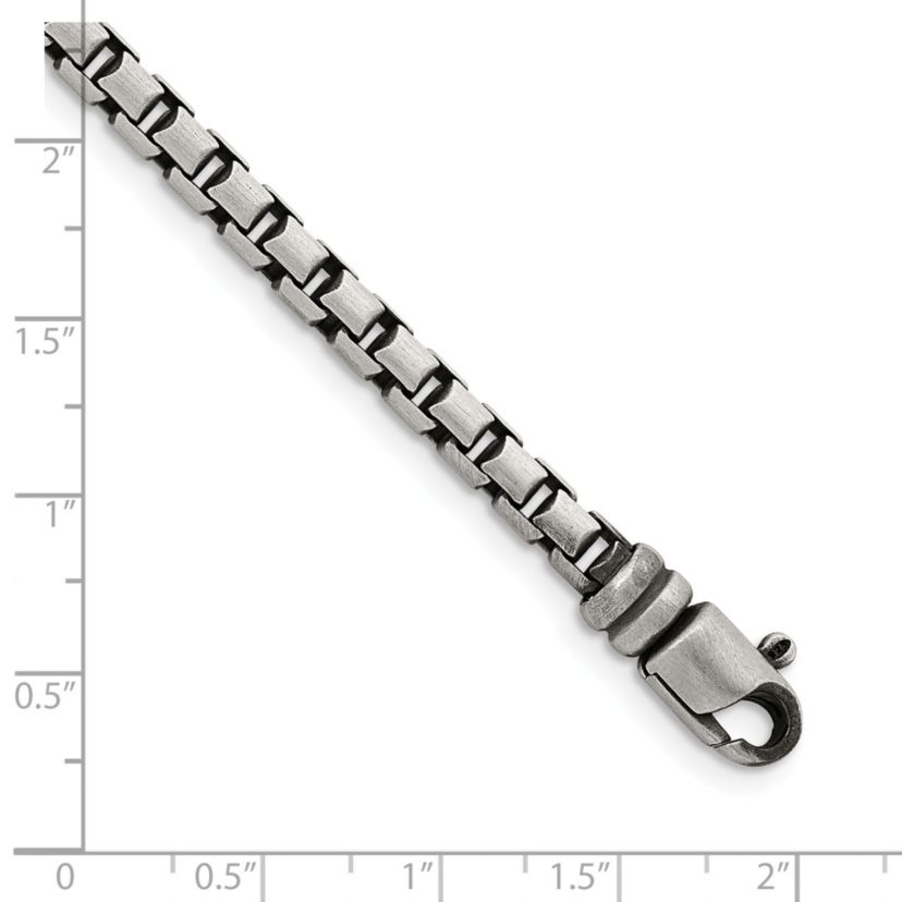 Sterling Silver Antiqued and Satin 5.0mm Box 24-inch Chain Necklace