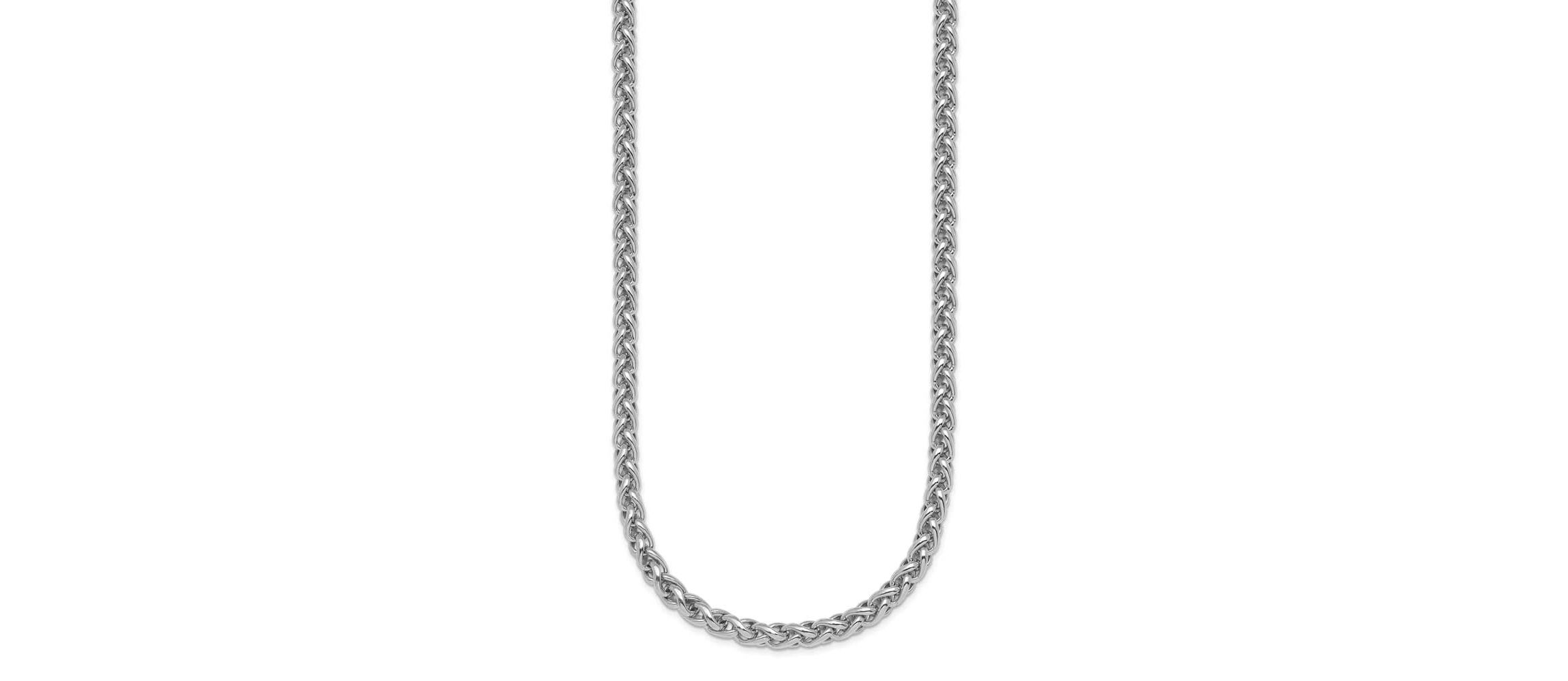 Sterling Silver Rhodium-plated 3.0mm Wheat 18-inch Chain Necklace