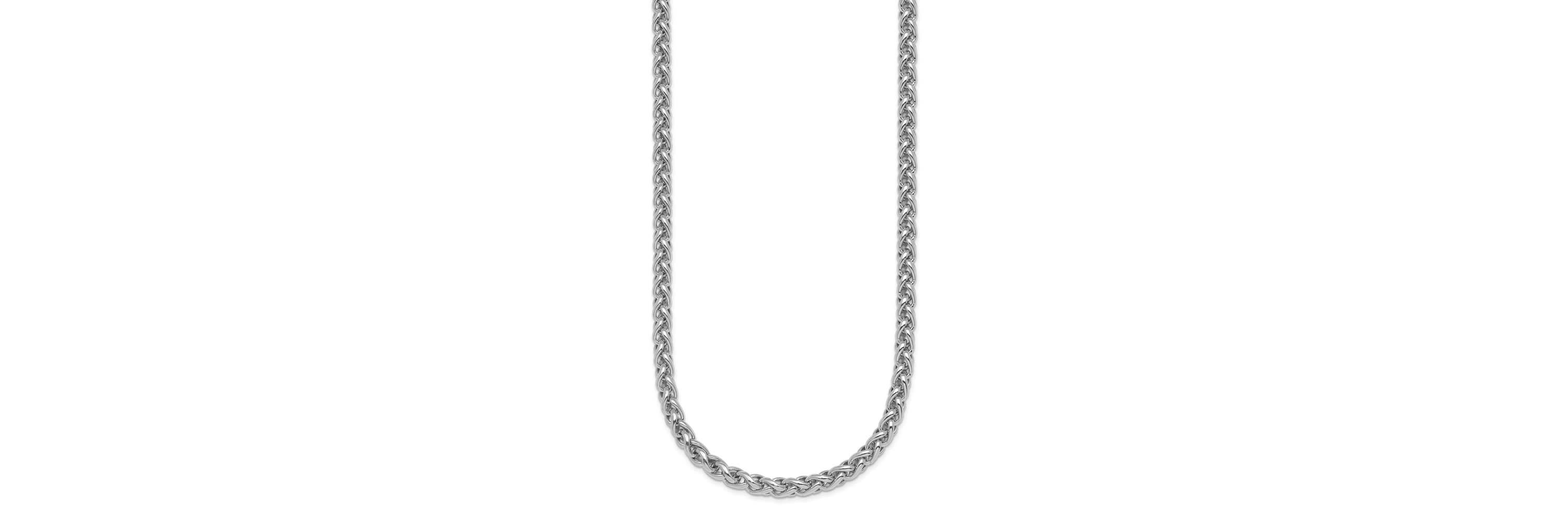 Sterling Silver Rhodium-plated 3.0mm Wheat 18-inch Chain Necklace