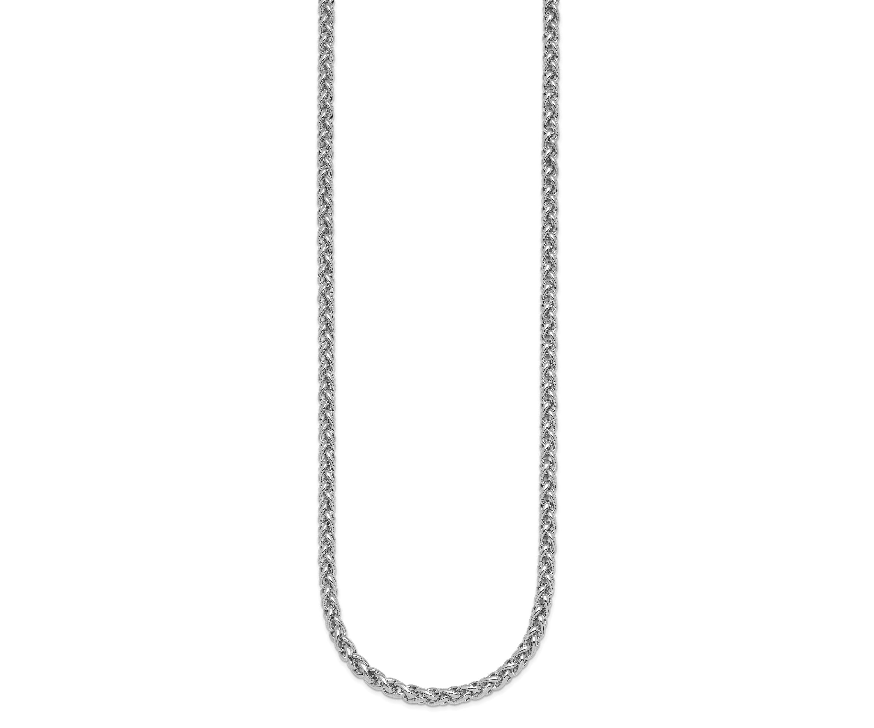 Sterling Silver Rhodium-plated 3.0mm Wheat 18-inch Chain Necklace